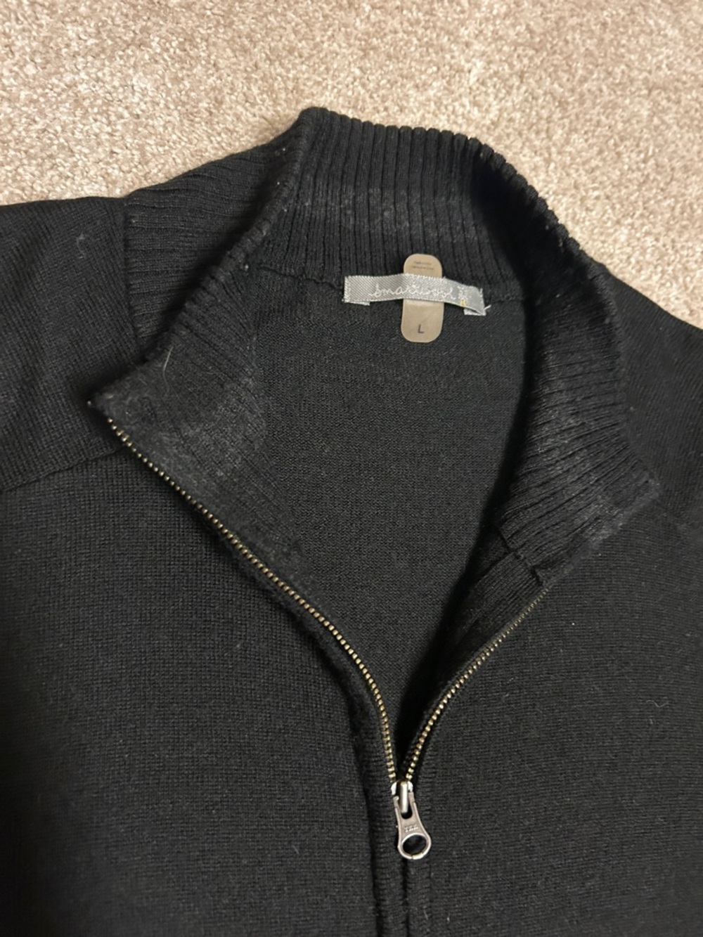 SMARTWOOL Men’s 1/2 Zip Wool Blend Sweater, Black, Large - Picture 2 of 9